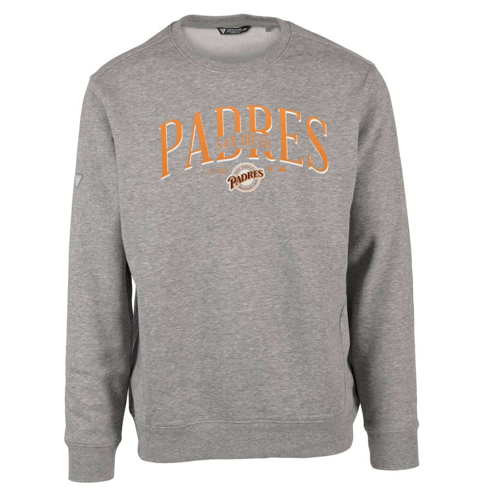 Gray San Diego Padres Levelwear Zane Cooperstown Collection Retro Spellout Pullover Sweatshirt