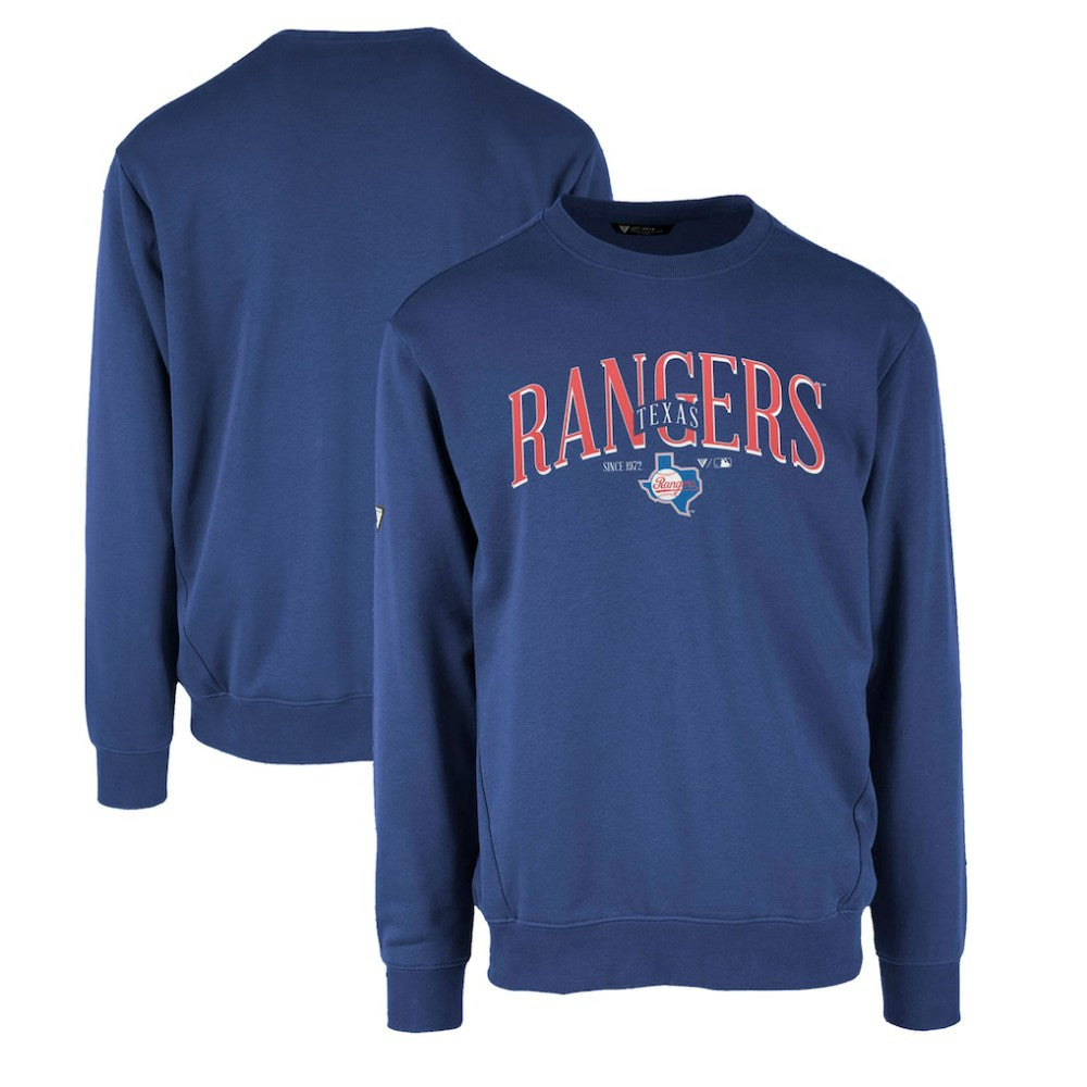 Royal Texas Rangers Levelwear Zane Cooperstown Collection Retro Spellout Pullover Sweatshirt