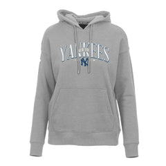 Gray New York Yankees Levelwear Women's Adorn Cooperstown Collection Retro Spellout Pullover Hoodie