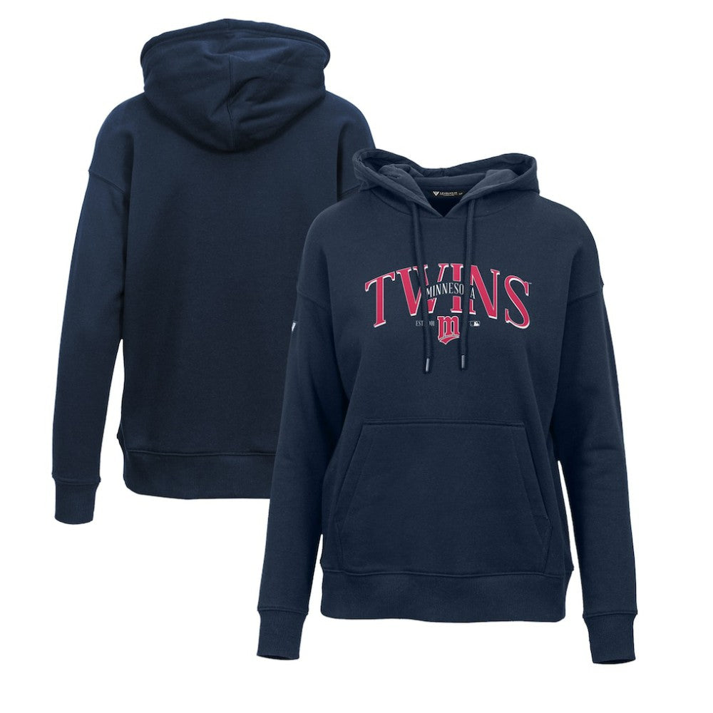Navy Minnesota Twins Levelwear Women's Adorn Cooperstown Collection Retro Spellout Pullover Hoodie