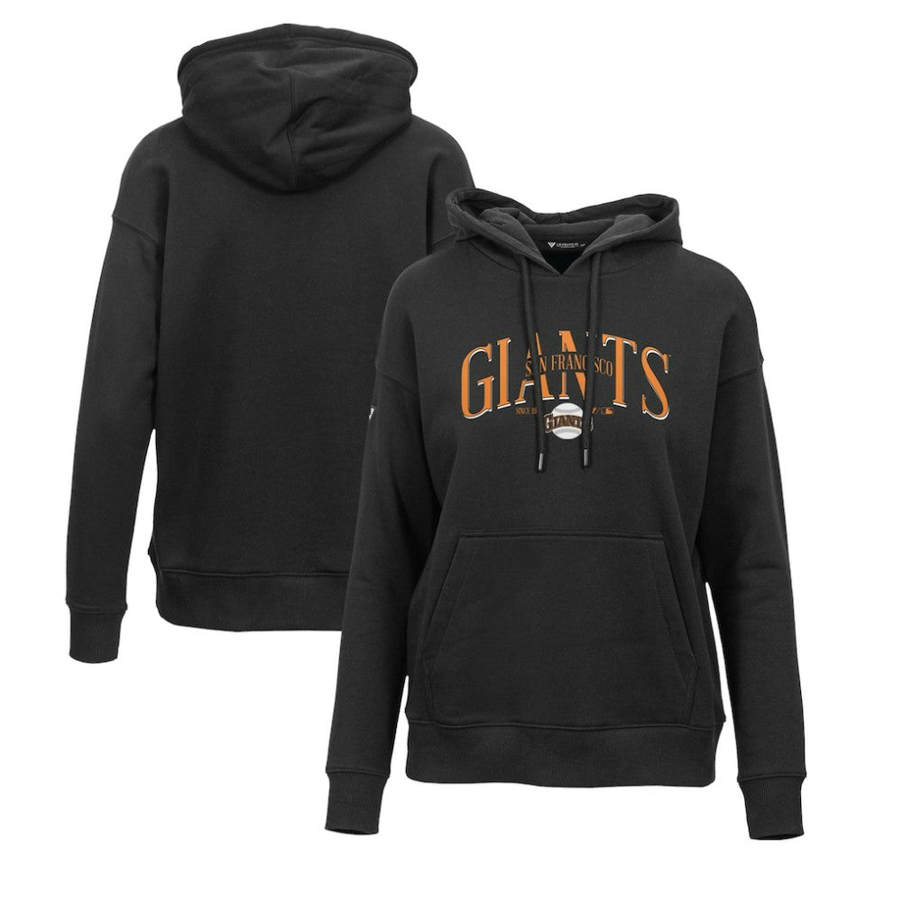 Black San Francisco Giants Levelwear Women's Adorn Cooperstown Collection Retro Spellout Pullover Hoodie