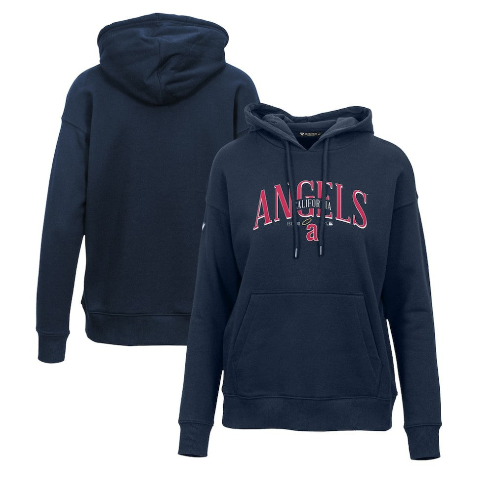 Navy Los Angeles Angels Levelwear Women's Adorn Cooperstown Collection Retro Spellout Pullover Hoodie