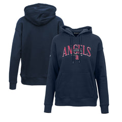 Navy Los Angeles Angels Levelwear Women's Adorn Cooperstown Collection Retro Spellout Pullover Hoodie