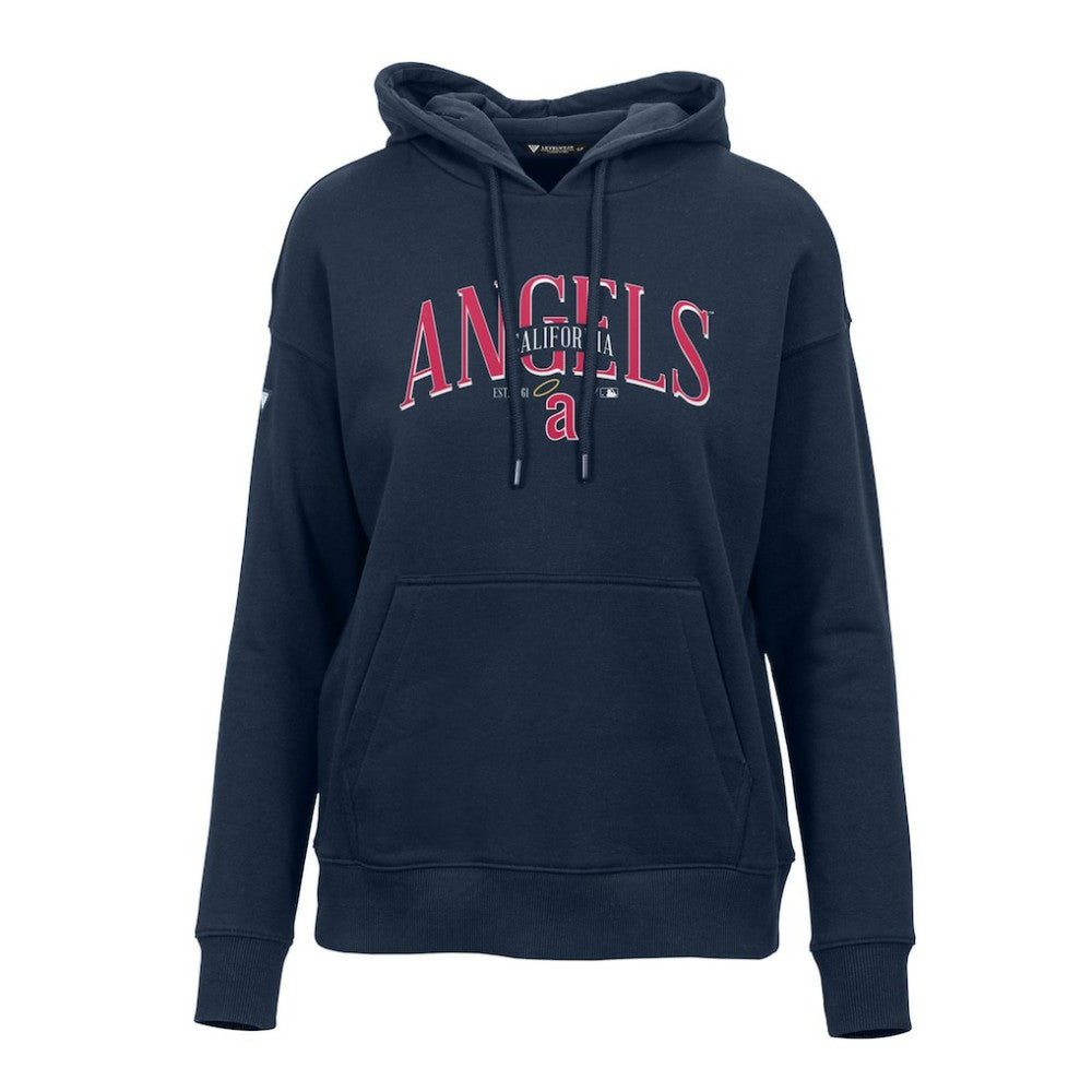 Navy Los Angeles Angels Levelwear Women's Adorn Cooperstown Collection Retro Spellout Pullover Hoodie