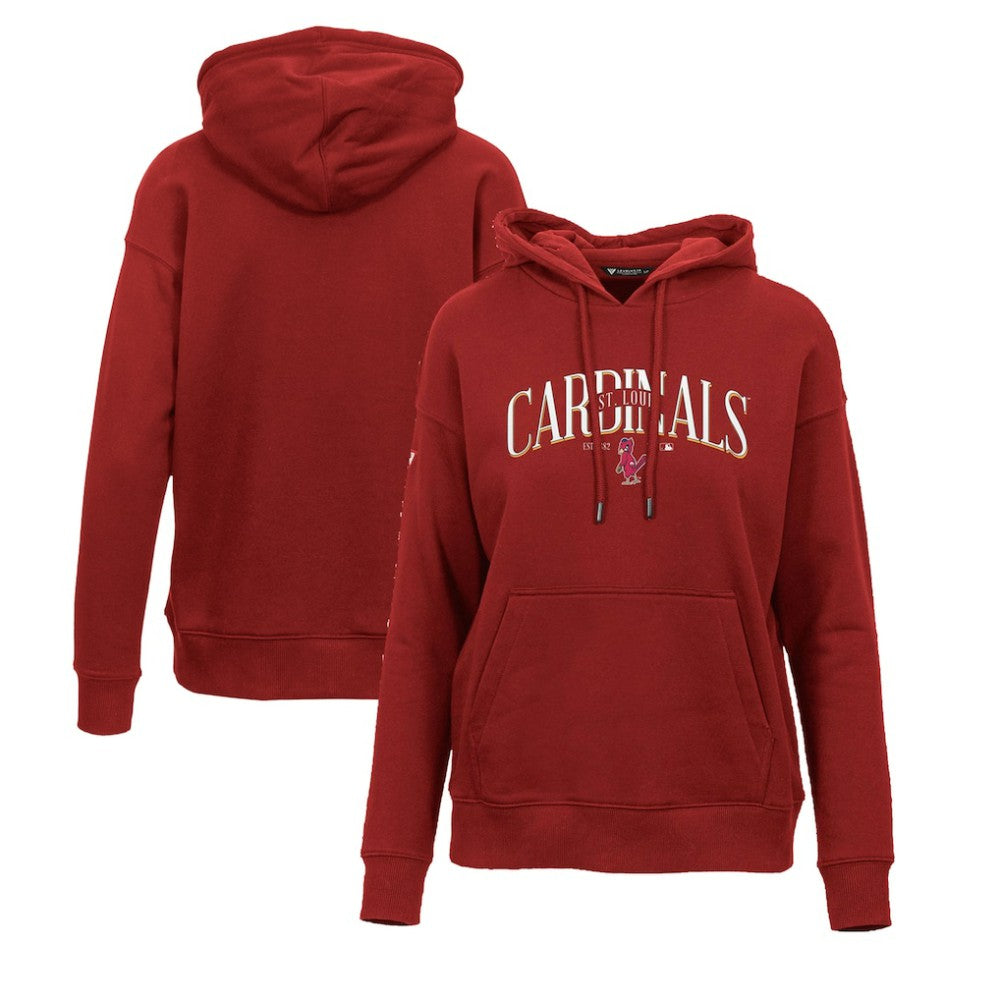 Red St. Louis Cardinals Levelwear Women's Adorn Cooperstown Collection Retro Spellout Pullover Hoodie