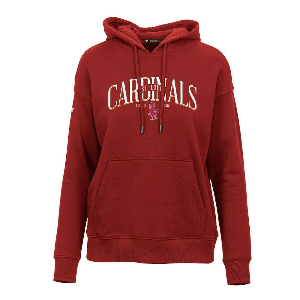 Red St. Louis Cardinals Levelwear Women's Adorn Cooperstown Collection Retro Spellout Pullover Hoodie