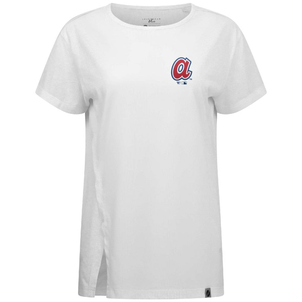 White Atlanta Braves Levelwear Women's Influx Cooperstown Core Logo T-Shirt