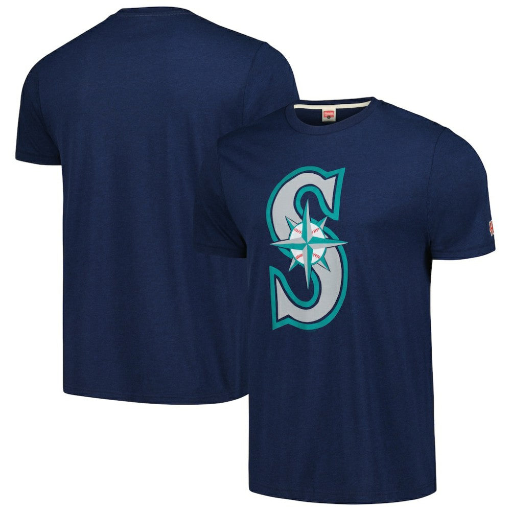 Navy Seattle Mariners Homage Hand-Drawn Logo Tri-Blend T-Shirt