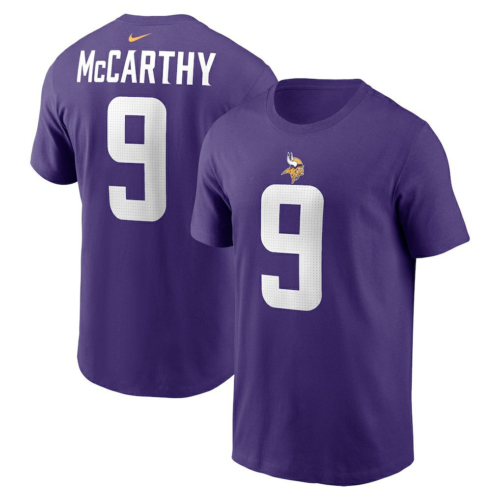 J.J. McCarthy  Name & Number T-Shirt - Minnesota Vikings T-shirts