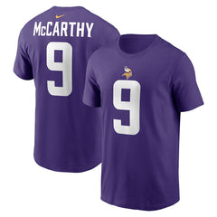 J.J. McCarthy  Name & Number T-Shirt - Minnesota Vikings T-shirts