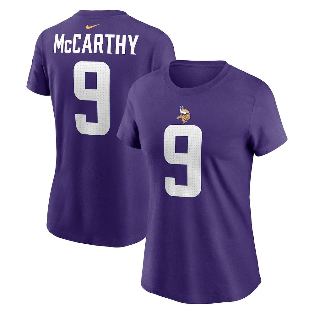 J.J. McCarthy  Women's Name & Number T-Shirt - Minnesota Vikings T-shirts