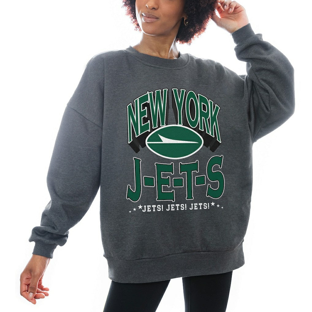 Gameday Couture Women's Oversized Long Weekend Premium Fleece Drop Shoulder Pullover Sweatshirt - New York Jets Pullover