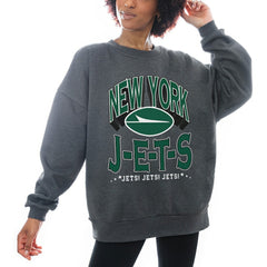 Gameday Couture Women's Oversized Long Weekend Premium Fleece Drop Shoulder Pullover Sweatshirt - New York Jets Pullover