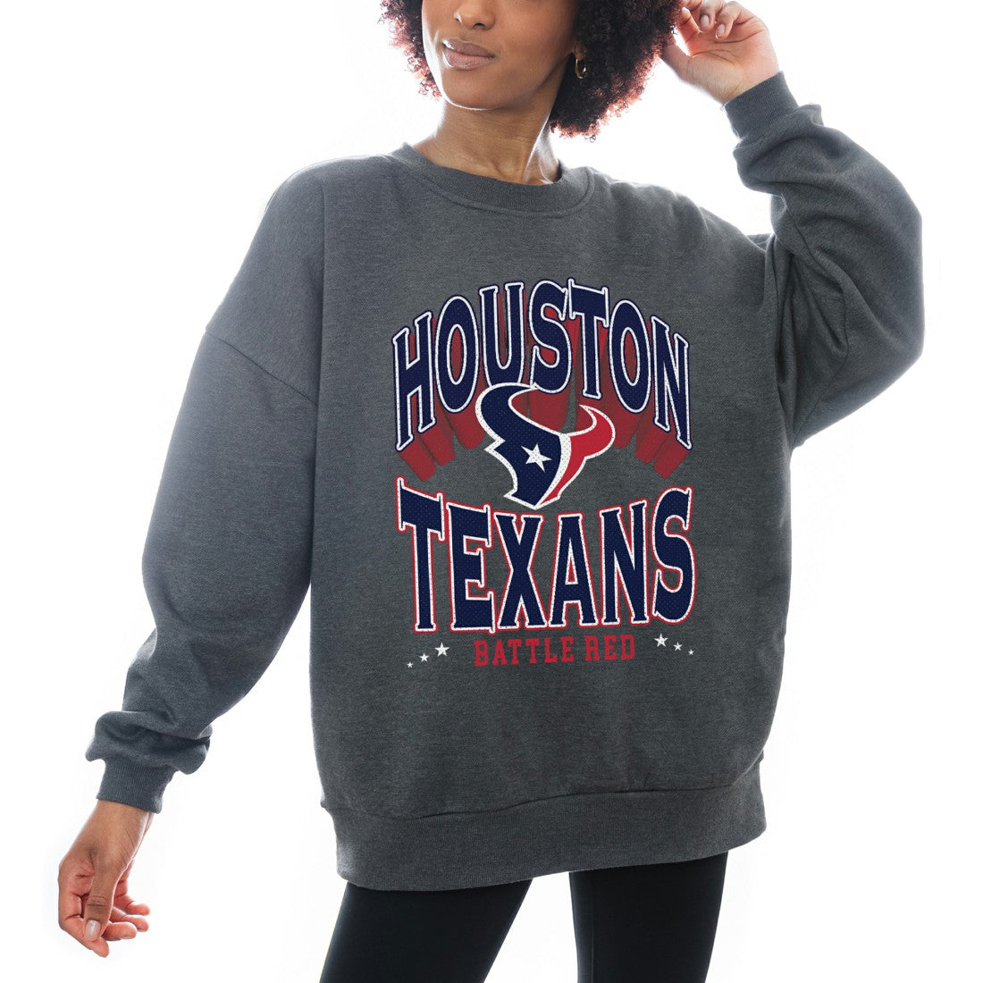 Gameday Couture Women's Oversized Long Weekend Premium Fleece Drop Shoulder Pullover Sweatshirt - Houston Texans Pullover