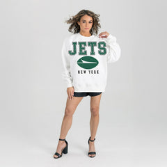 Gameday Couture Women's Sunday Drives Oversized Crewneck Pullover Sweatshirt - New York Jets Pullover