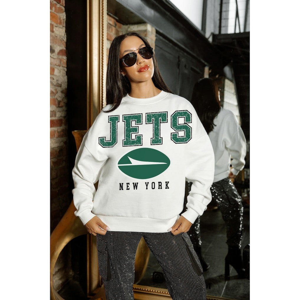 Gameday Couture Women's Sunday Drives Oversized Crewneck Pullover Sweatshirt - New York Jets Pullover