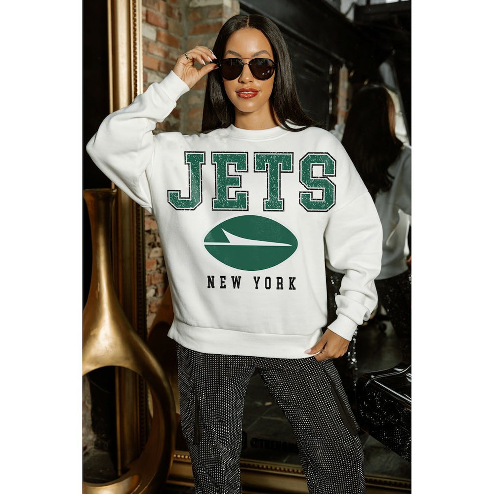 Gameday Couture Women's Sunday Drives Oversized Crewneck Pullover Sweatshirt - New York Jets Pullover