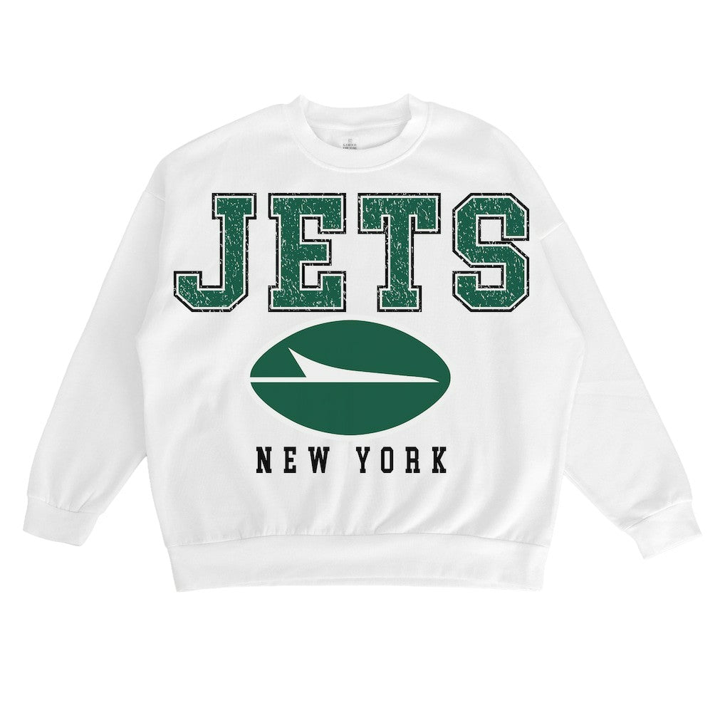 Gameday Couture Women's Sunday Drives Oversized Crewneck Pullover Sweatshirt - New York Jets Pullover