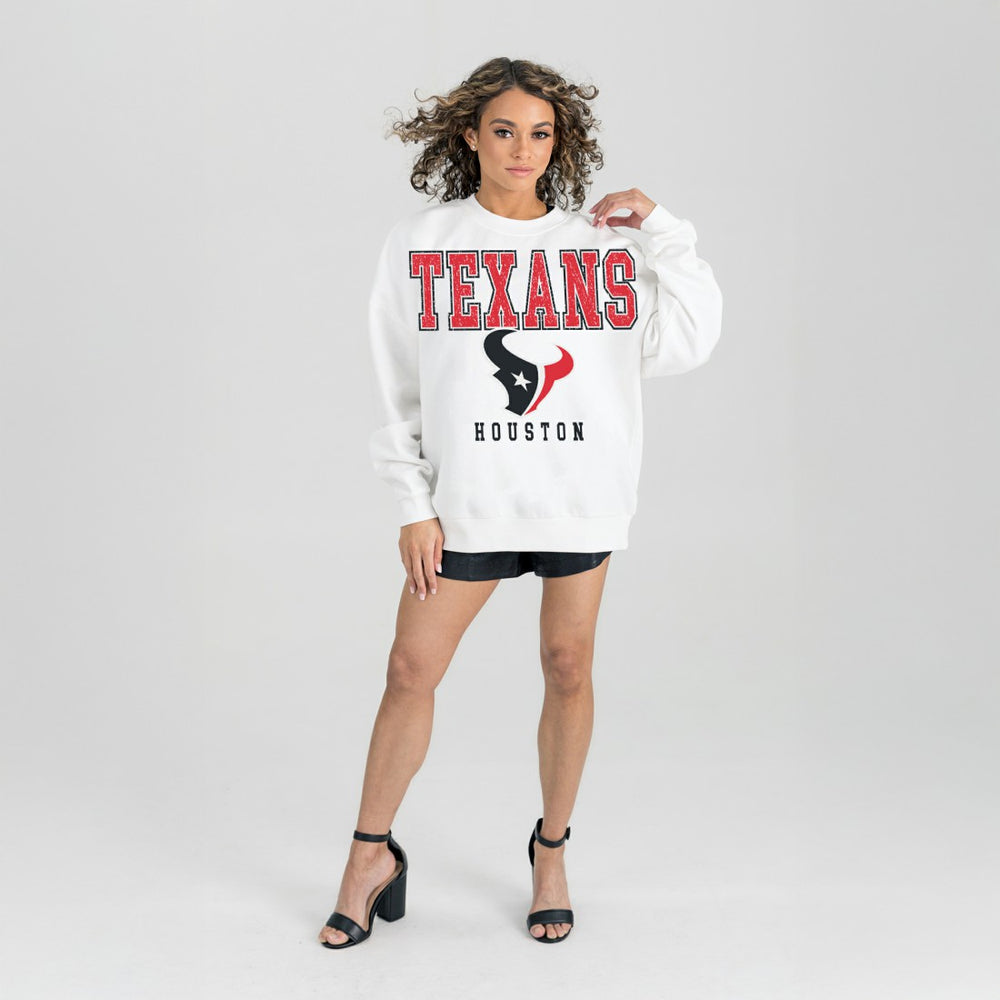 Gameday Couture Women's Sunday Drives Oversized Crewneck Pullover Sweatshirt - Houston Texans Pullover