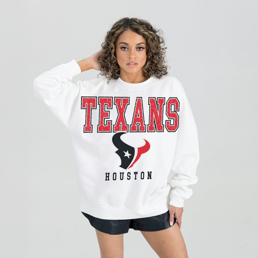 Gameday Couture Women's Sunday Drives Oversized Crewneck Pullover Sweatshirt - Houston Texans Pullover