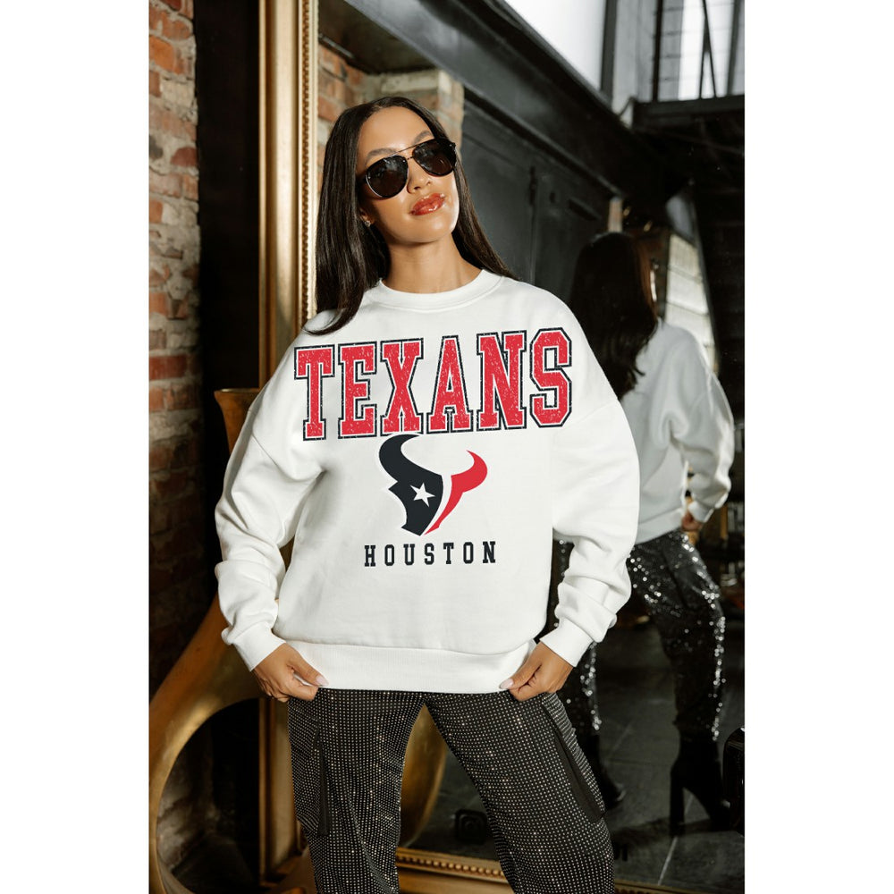 Gameday Couture Women's Sunday Drives Oversized Crewneck Pullover Sweatshirt - Houston Texans Pullover