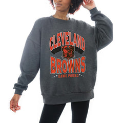 Gameday Couture Women's Oversized Long Weekend Premium Fleece Drop Shoulder Pullover Sweatshirt - Cleveland Browns Pullover