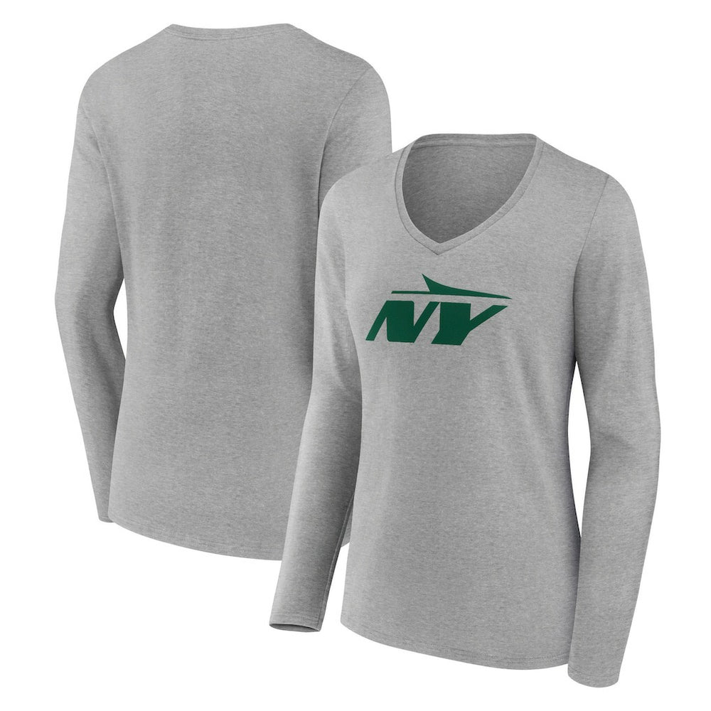 Women's Secondary Logo Long Sleeve V-Neck T-Shirt - New York Jets T-shirts