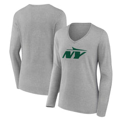 Women's Secondary Logo Long Sleeve V-Neck T-Shirt - New York Jets T-shirts