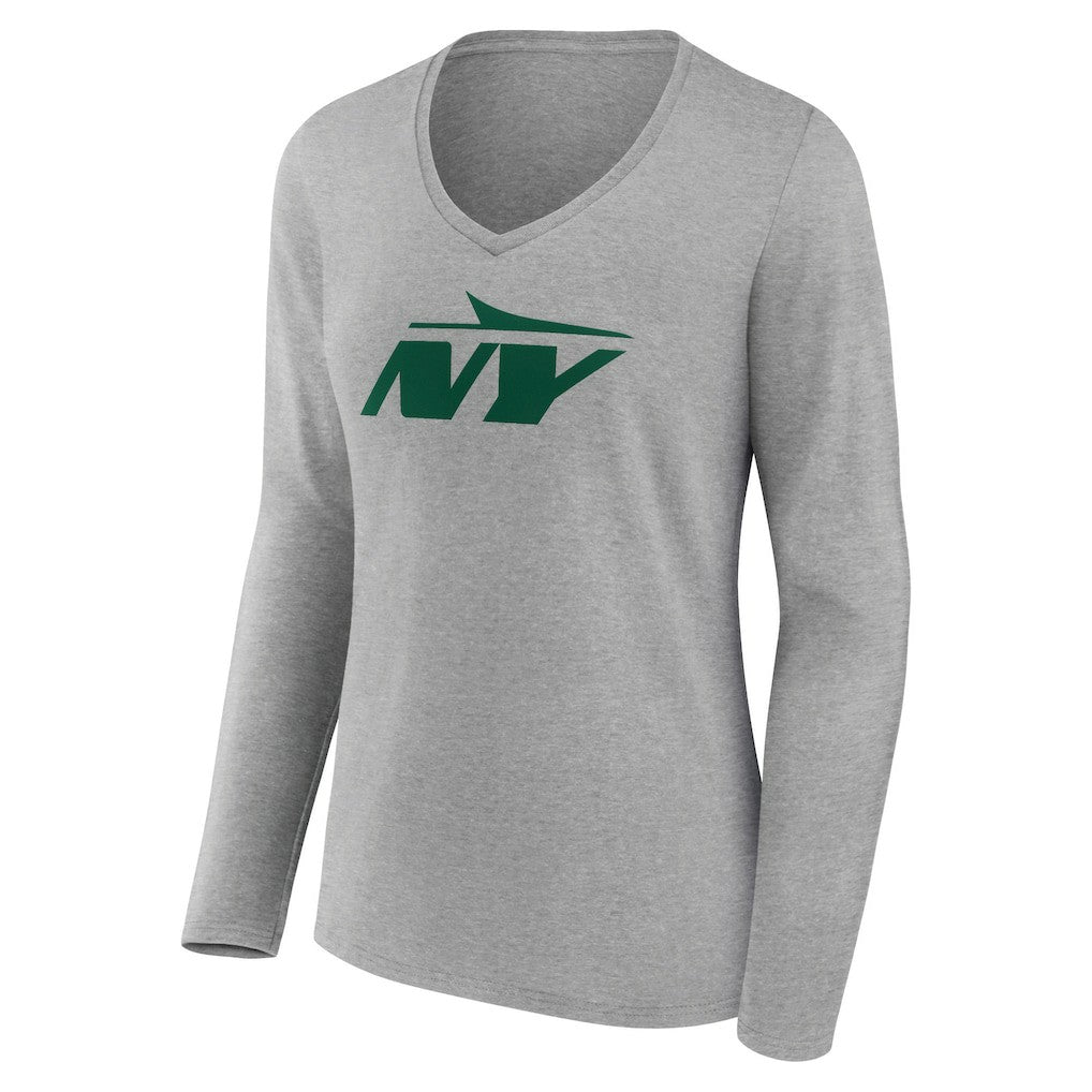 Women's Secondary Logo Long Sleeve V-Neck T-Shirt - New York Jets T-shirts
