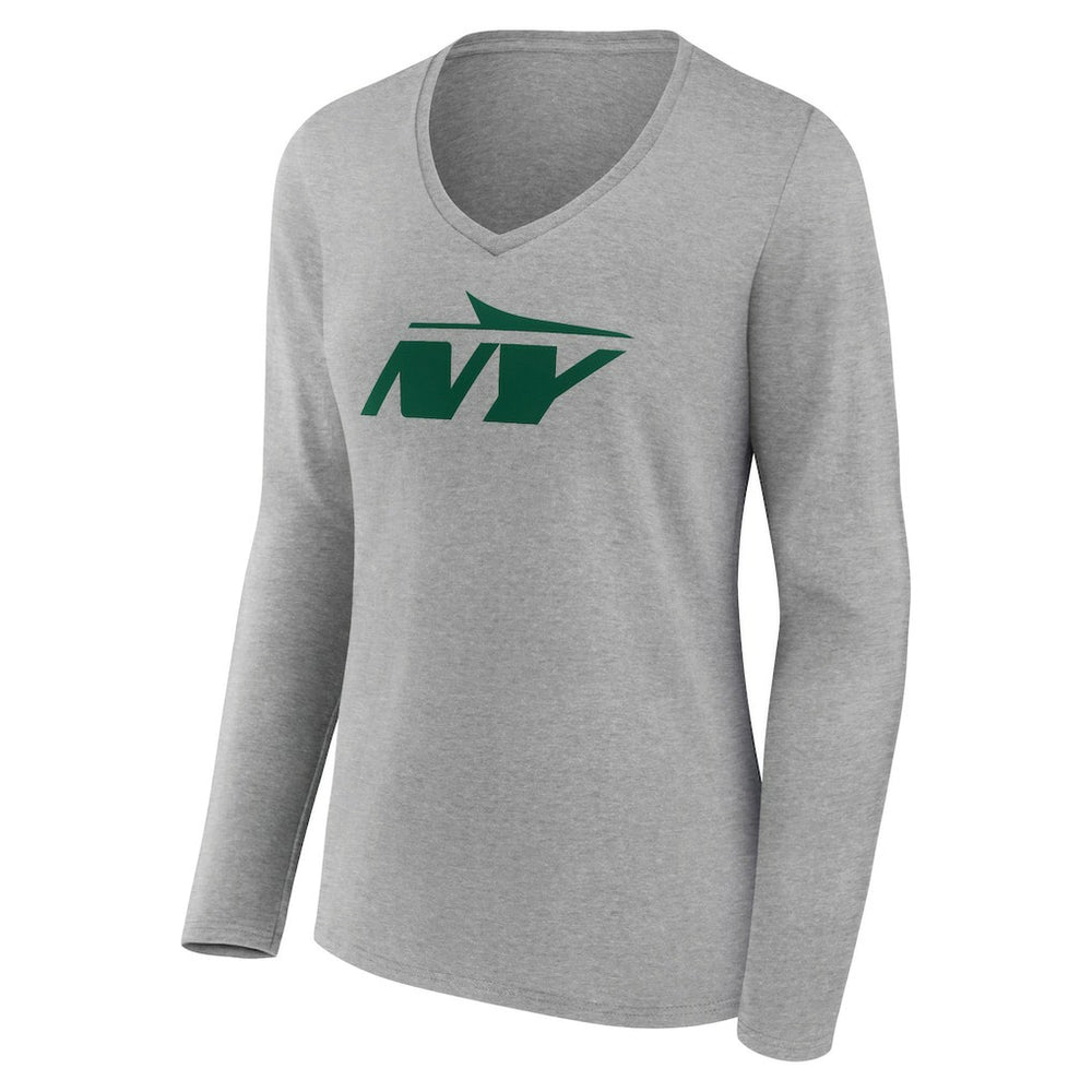 Women's Secondary Logo Long Sleeve V-Neck T-Shirt - New York Jets T-shirts