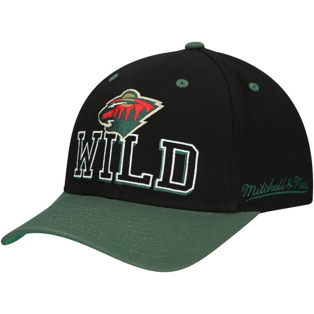 NHL Minnesota Wild Mitchell & Ness Backside Script 2-Tone Pro Crown Adjustable Hat