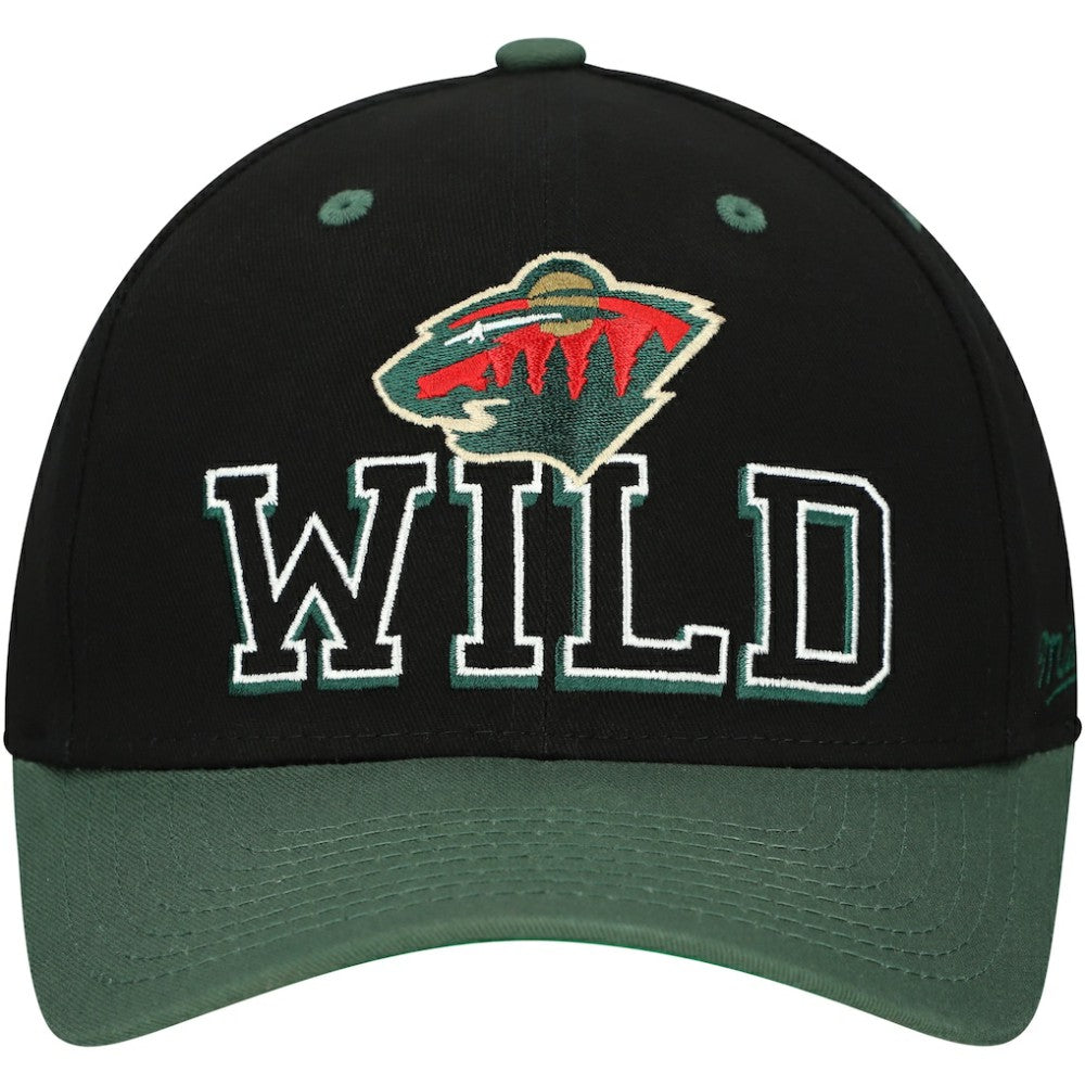 NHL Minnesota Wild Mitchell & Ness Backside Script 2-Tone Pro Crown Adjustable Hat