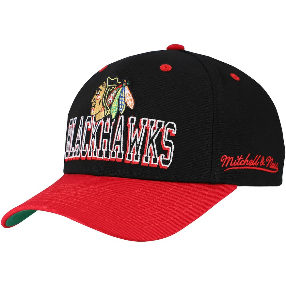 NHL Chicago Blackhawks Mitchell & Ness Backside Script Two-Tone Pro Crown Adjustable Hat