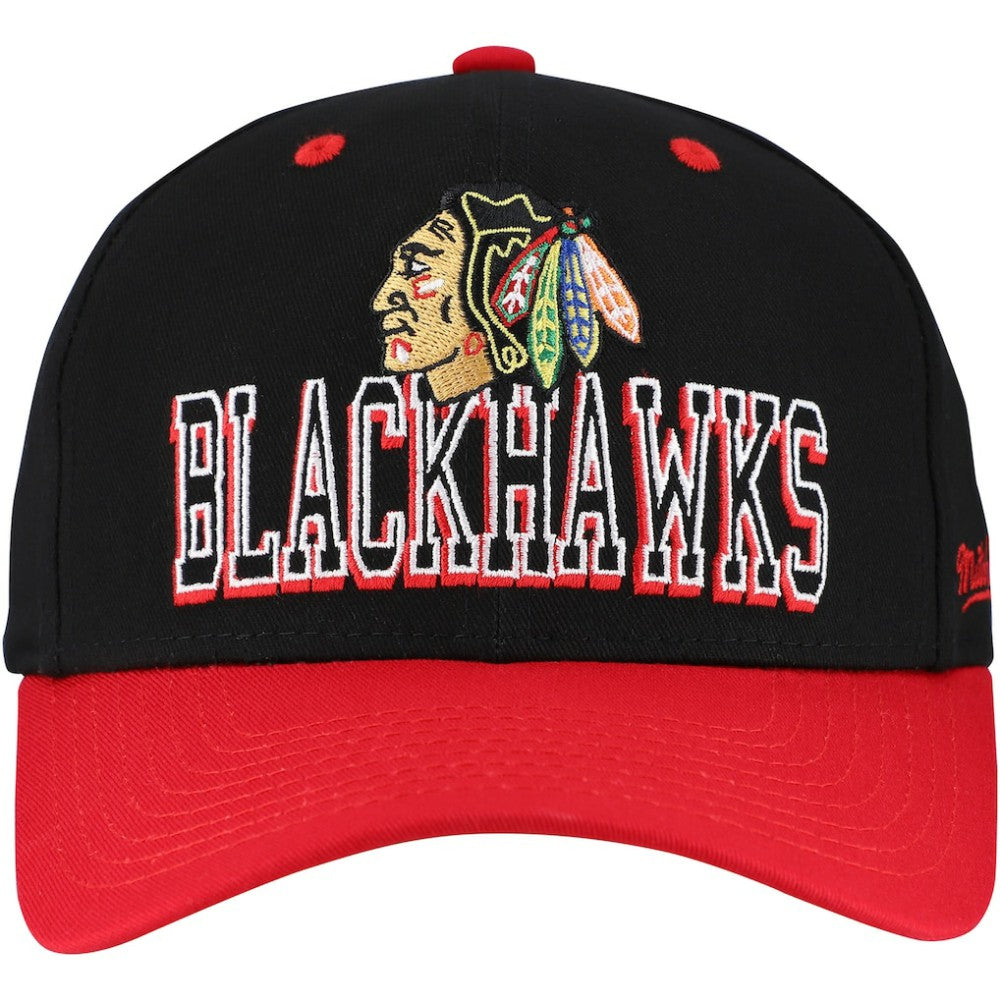 NHL Chicago Blackhawks Mitchell & Ness Backside Script Two-Tone Pro Crown Adjustable Hat