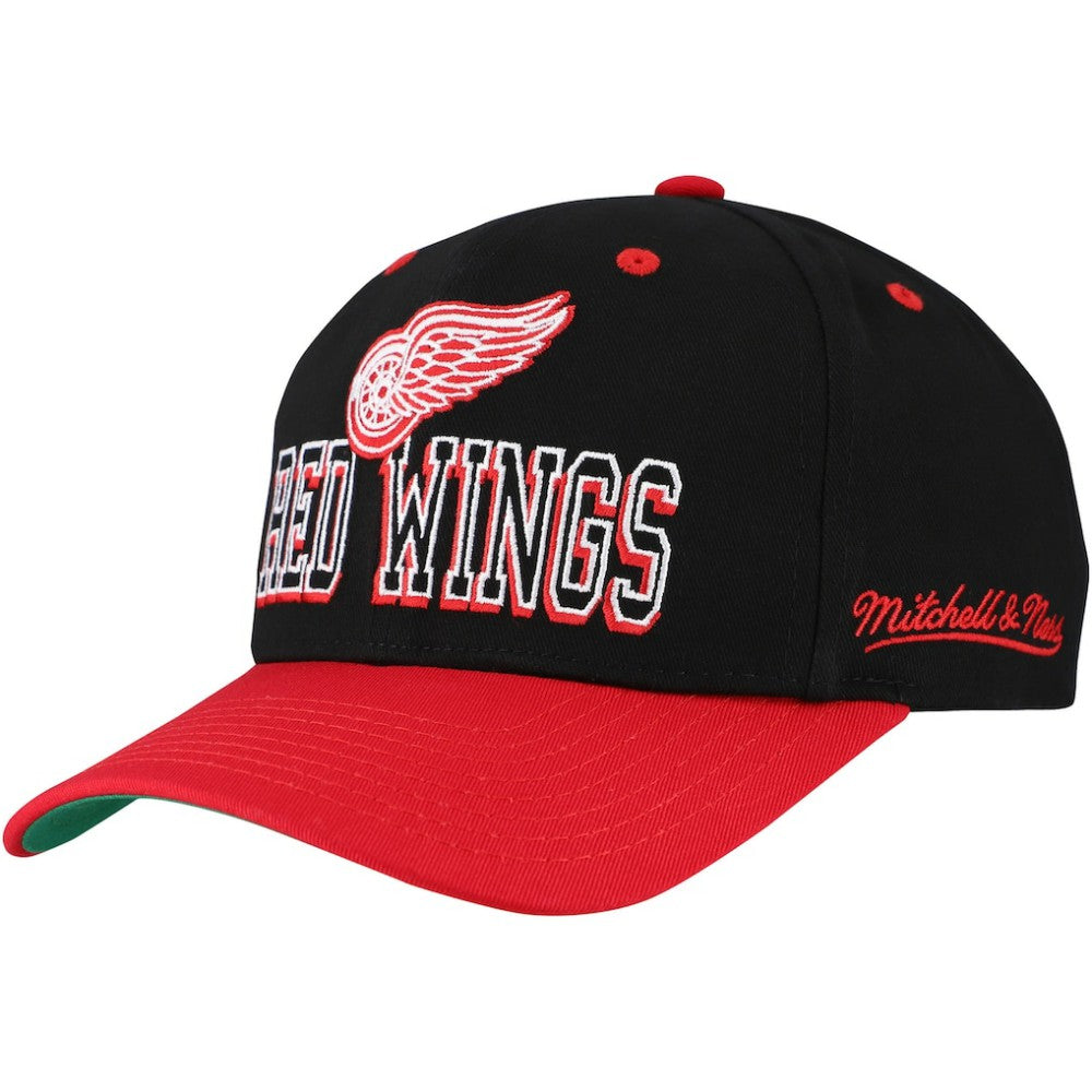 NHL Detroit Red Wings Mitchell & Ness Backside Script Two-Tone Pro Crown Adjustable Hat