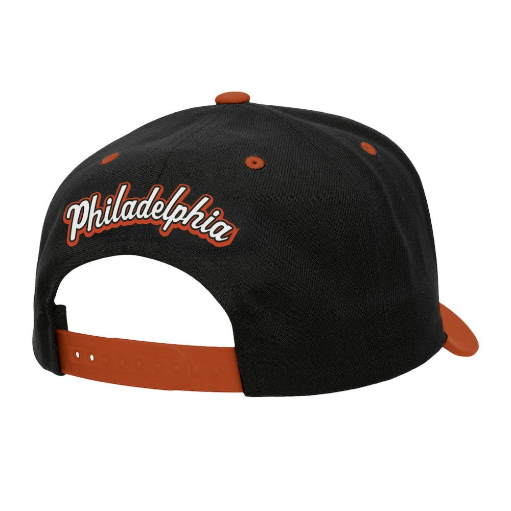 NHL Philadelphia Flyers Mitchell & Ness Backside Script 2-Tone Pro Crown Adjustable Hat