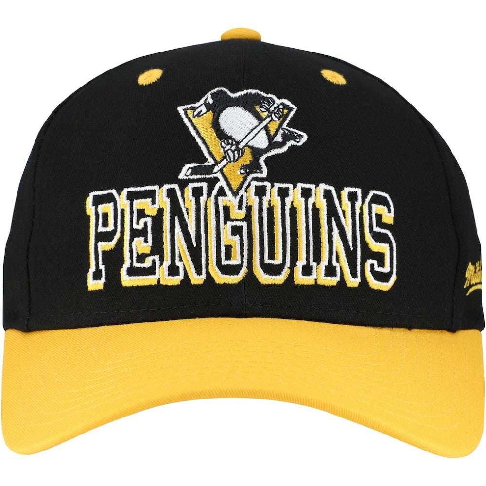 NHL Pittsburgh Penguins Mitchell & Ness Backside Script Two-Tone Pro Crown Adjustable Hat