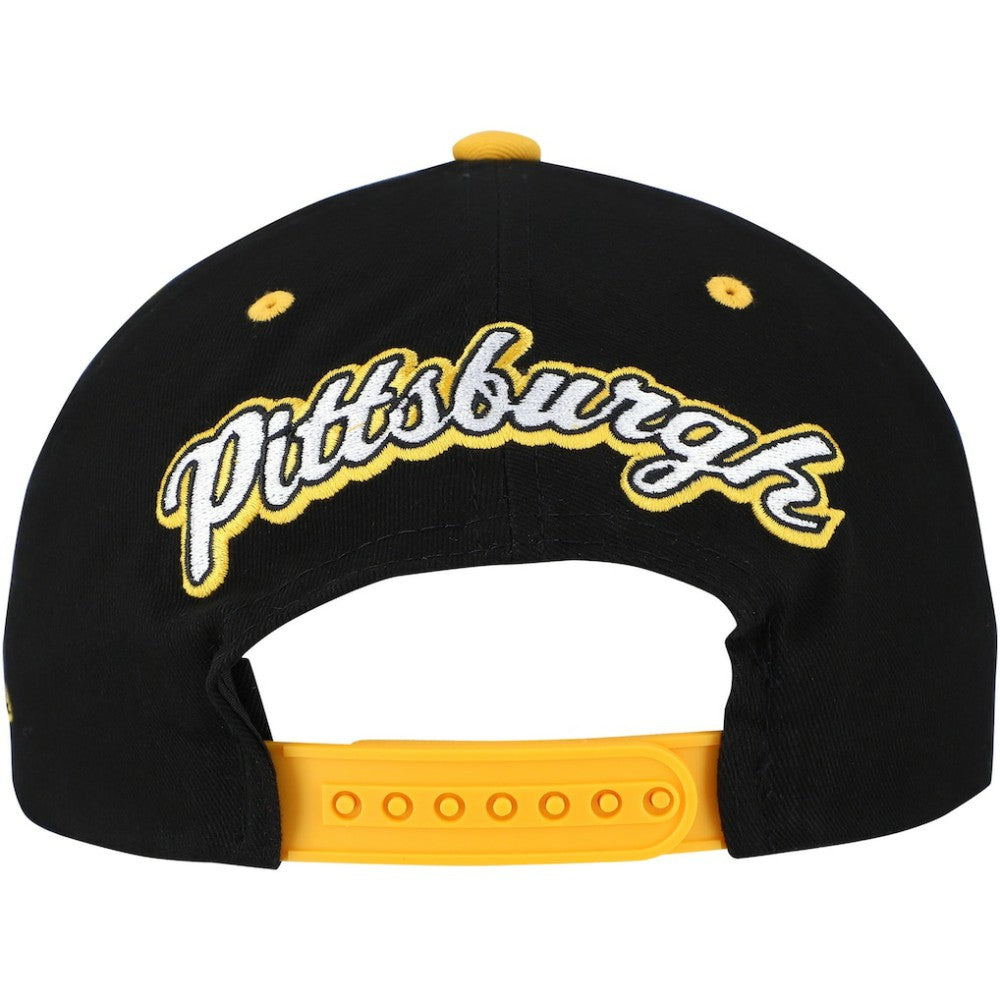 NHL Pittsburgh Penguins Mitchell & Ness Backside Script Two-Tone Pro Crown Adjustable Hat