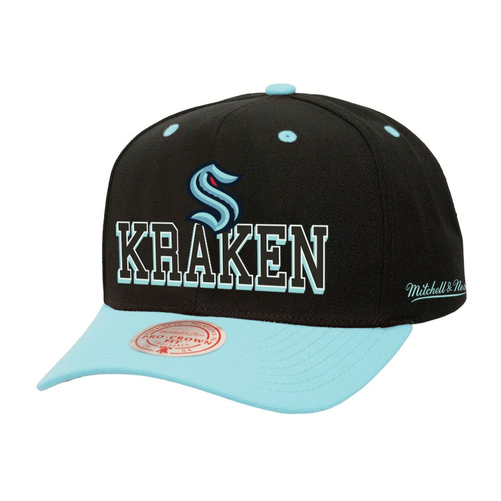NHL Seattle Kraken Mitchell & Ness Backside Script Two-Tone Pro Crown Adjustable Hat