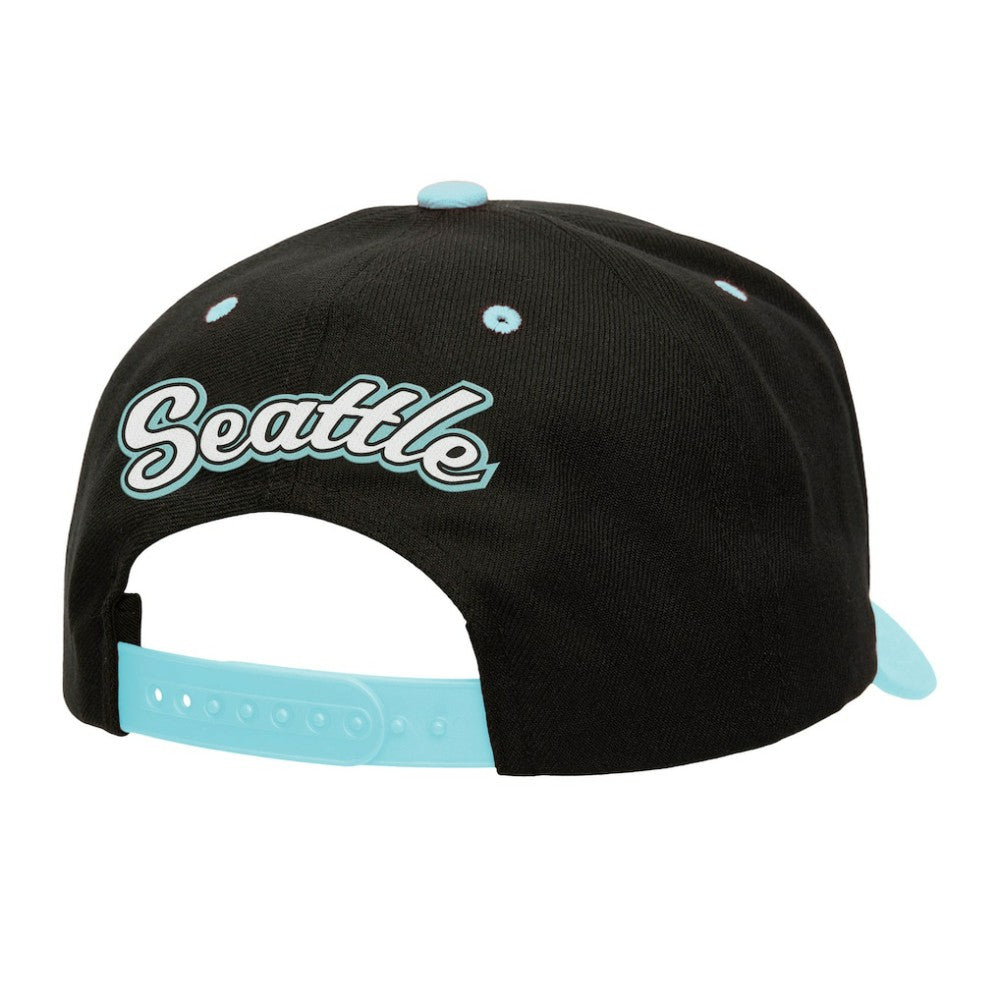 NHL Seattle Kraken Mitchell & Ness Backside Script Two-Tone Pro Crown Adjustable Hat