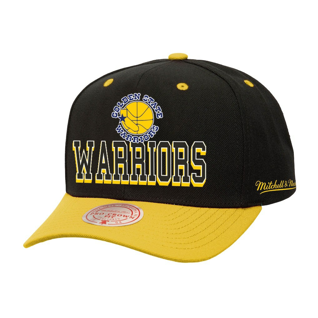 Mitchell & Ness Golden State Warriors Backside Script Two-Tone Pro Crown Adjustable Hat sale