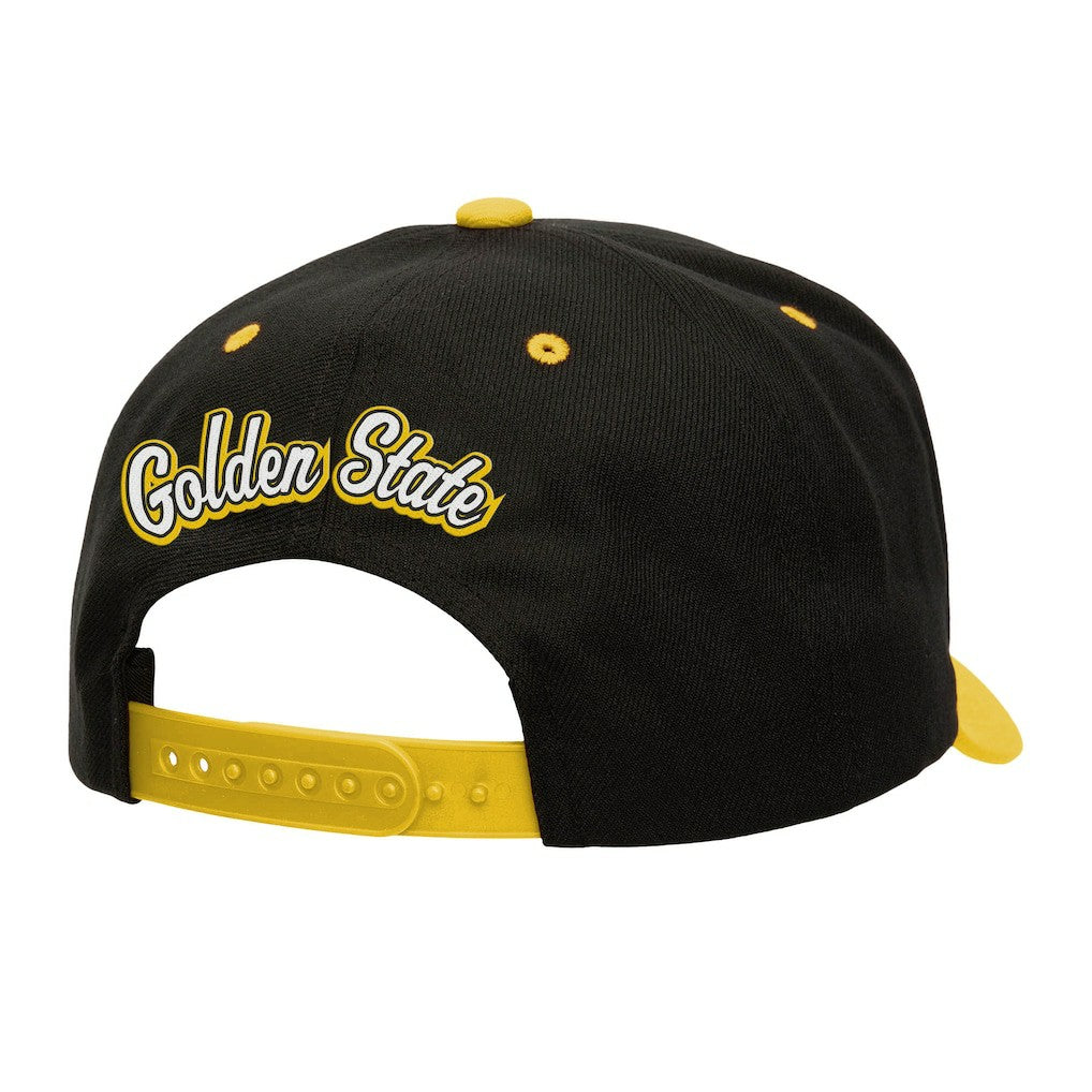 Mitchell & Ness Golden State Warriors Backside Script Two-Tone Pro Crown Adjustable Hat sale