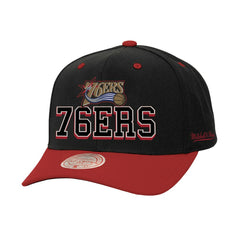 Mitchell & Ness Philadelphia 76ers Backside Script 2-Tone Pro Crown Adjustable Hat