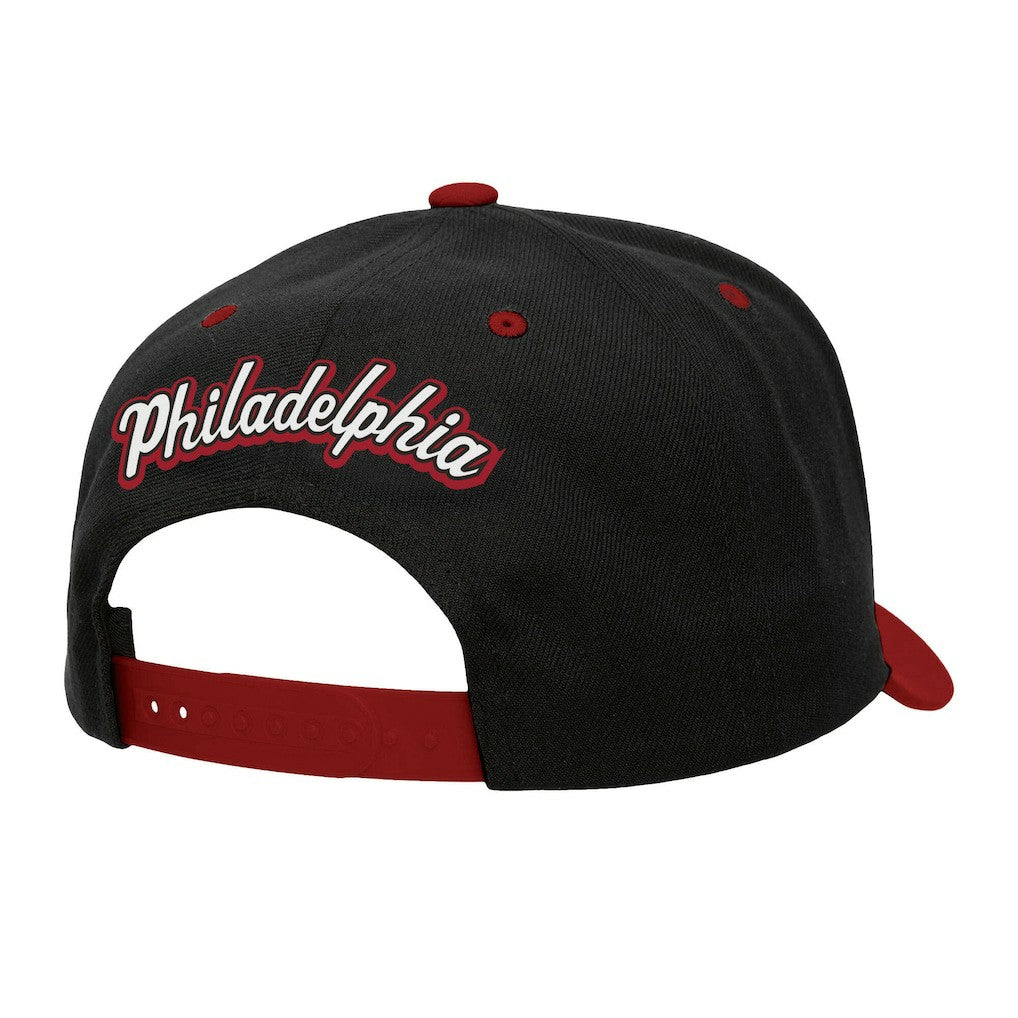 Mitchell & Ness Philadelphia 76ers Backside Script 2-Tone Pro Crown Adjustable Hat