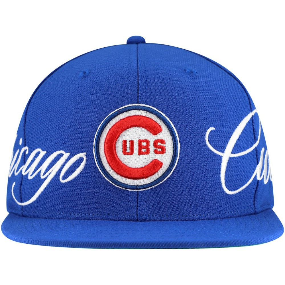 Royal Chicago Cubs Mitchell & Ness Just Don x MLB Lux Script Snapback Hat