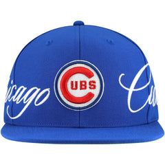 Royal Chicago Cubs Mitchell & Ness Just Don x MLB Lux Script Snapback Hat