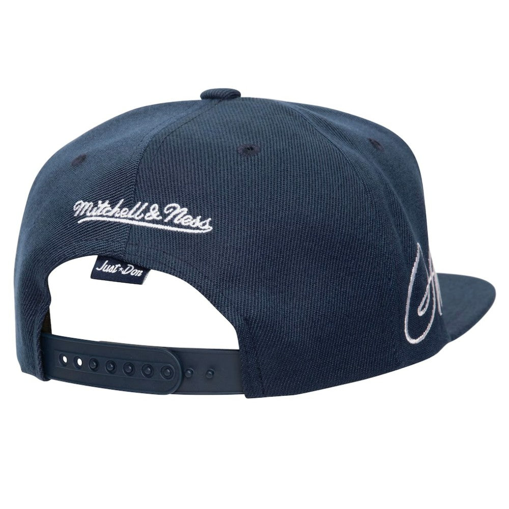 Navy Atlanta Braves Mitchell & Ness Just Don x MLB Lux Script Snapback Hat