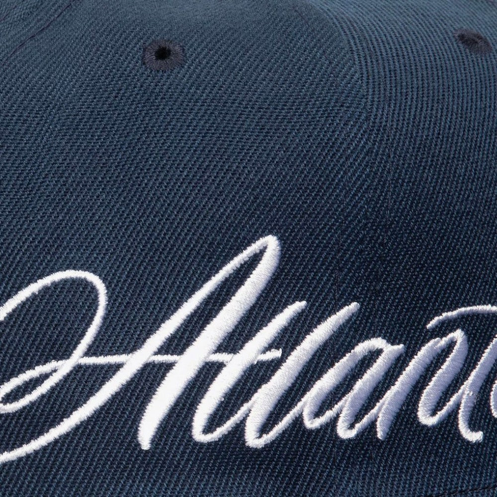 Navy Atlanta Braves Mitchell & Ness Just Don x MLB Lux Script Snapback Hat