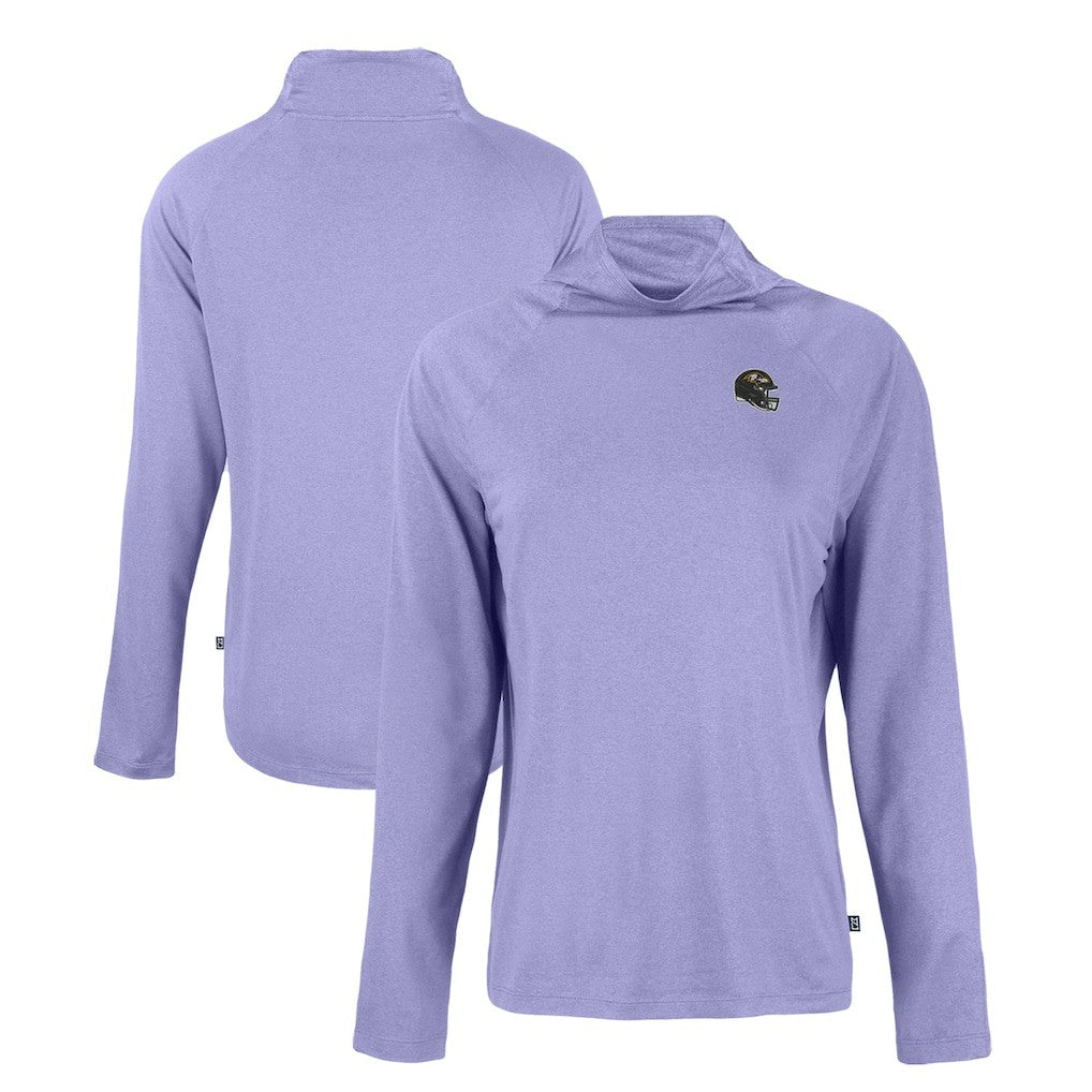 Cutter & Buck Women's Coastline Epic Comfort Eco Recycled Funnel Neck Raglan Pullover Sweatshirt - Baltimore Ravens Pullover