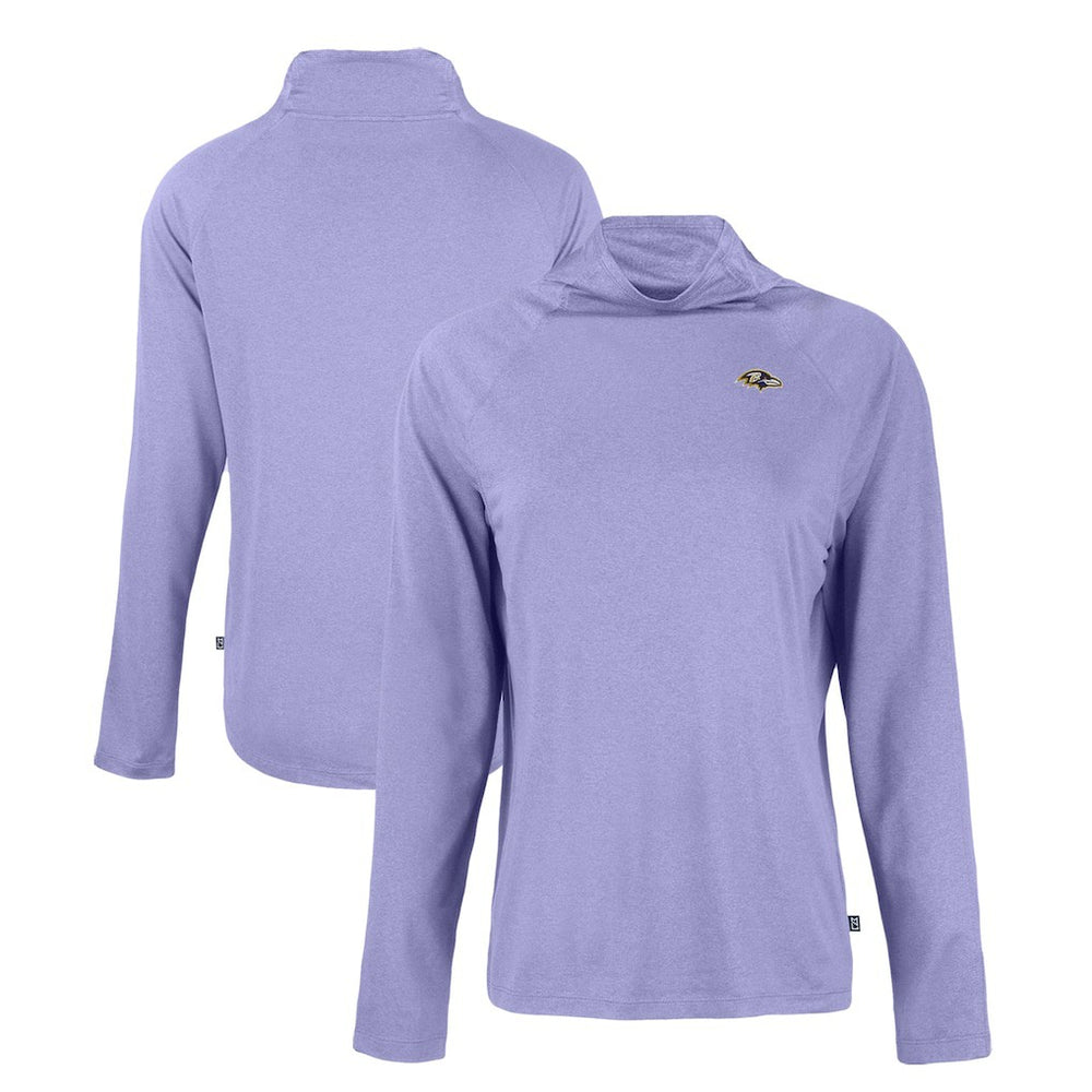 Cutter & Buck Women's Coastline Epic Comfort Eco Recycled Funnel Neck Raglan Pullover Sweatshirt - Baltimore Ravens Pullover